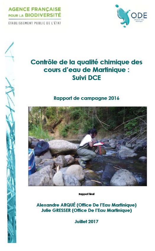 Contrôle de la qualité chimique des cours d'eau de Martinique - Suivi DCE - Campagne 2016
